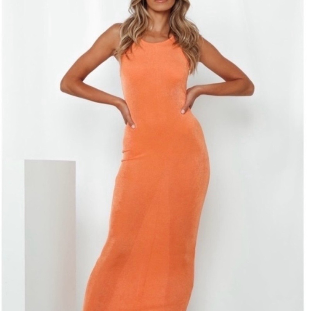 Lioness Orange Sleeveless Bodycon Maxi Dress